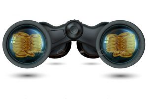 Binoculars with dollar coins
